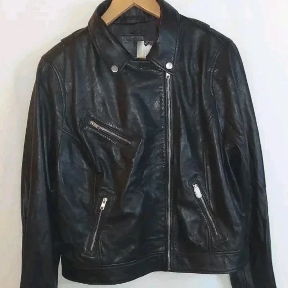 American Leather Co. Sz 16 Soft Leather Moto Jacket Black QVC Retail $319 - Picture 3 of 15